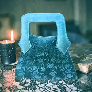 Vintage Black Floral Jacquard Goth Evening Bag Dark Romantic Victorian Style Bag